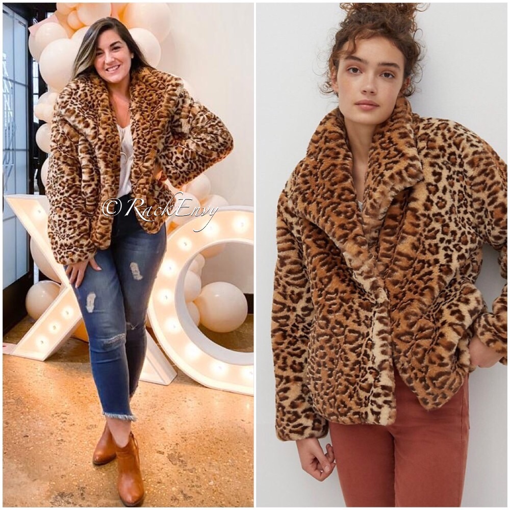 NWT ANTHROPOLOGIE LEOPARD FAUX FUR JACKET